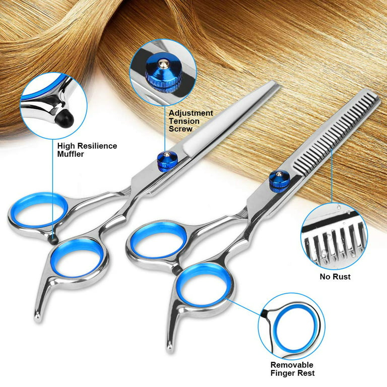 Professional Hair Cutting Scissors Sets 11PCS,Multi-purpose hair cutting  tools,hair clamps,Stainless Steel Material,For Salon,pet,Kids,Barber,Adults  Shear Sets 