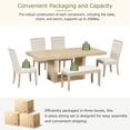 thumbnail image 4 of Harper & Bright Designs Rectangular Extendable Dining Table Set with Bench for 6, Wood Kitchen Dining Table with Removable Leaf, 4 Upholstered Dining Chairs for Dining Room, Natural+Beige, 4 of 19
