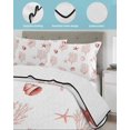 thumbnail image 3 of Twin Quilt Bedding Set, Ocean Red Coral Reversible Summer Quilt 3 Pieces, Summer Coastal Starfish Conch Nautical Lightweight Bedspreads Coverlets with 2 Pillow Shams for All Seasons, 3 of 5