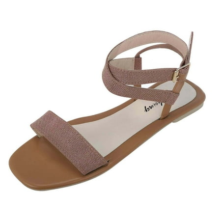 

Qufokar Women Boots Knee High Leather Flat Cork Sandals for Women Leather Buckle Large Size Women S Sandals Color Summer Casual Fashion Flat Women S Sandals