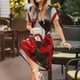 thumbnail image 3 of Balery Red Wine Rose Vestidos sueltos de manga corta para mujer, vestidos de verano 2025, vestidos casuales de corte A con vuelo., 3 of 6