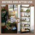 thumbnail image 3 of Baker's Rack Kitchen, Microwave Stand with Storage, Industrial Multifunctional 6-Tier Storage Shelf, Free Standing Metal Wooden Shelf, Brown, 3 of 10
