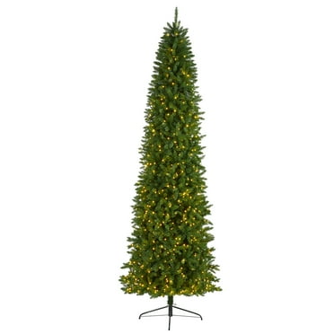 HomeStock Handmade Home 10Ft. Slim Green Mountain Pine Artificial Christmas Tree With 800 Clear Led Lights