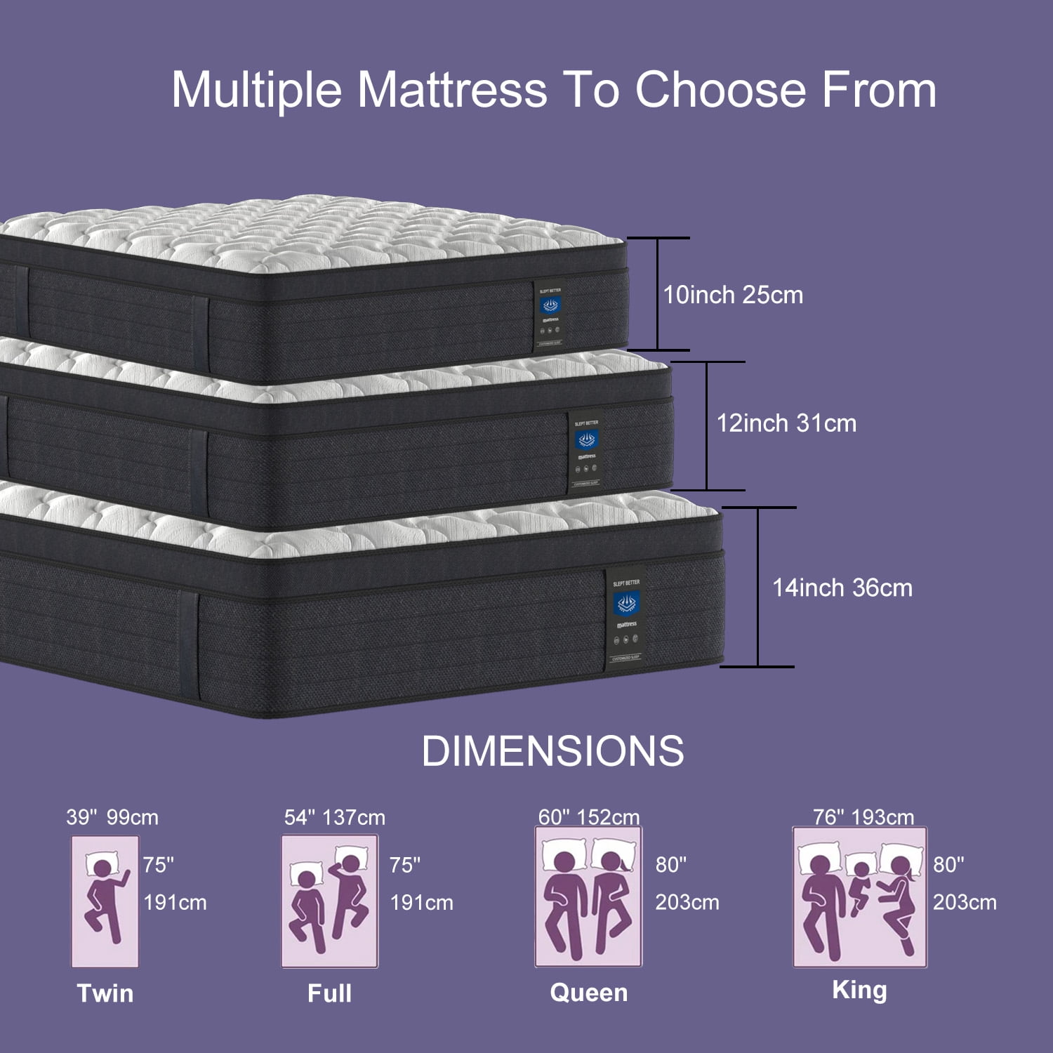 MRH 14 Inch Full Cooling Gel Memory Foam Hybrid Mattress - Medium-Firm, CertiPUR-US Certified, Individually Pocketed Springs, White