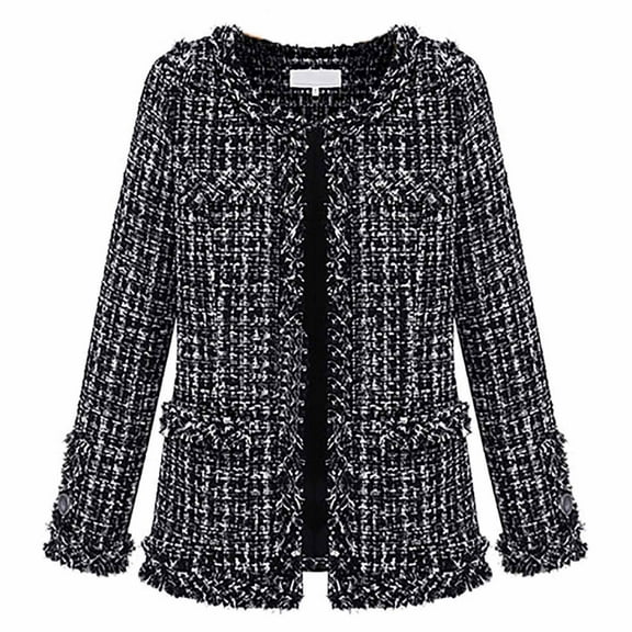 Tejiojio Clearance Women's Autumn And Winter Fashion Long-Sleeved Lattice Plus Size Slim Coat