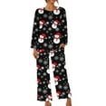 thumbnail image 6 of asdoklhq Cotton Pajamas for Women Ladies' Christmas Printed Casual Top Pants Pajama Set Red S, 6 of 6