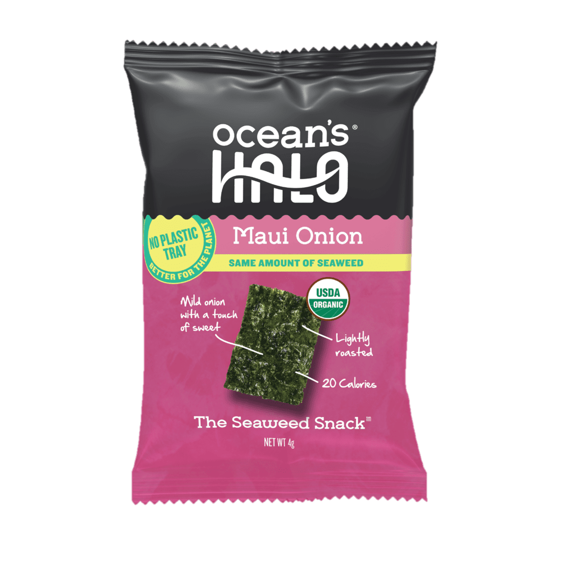 Ocean's Halo Trayless Seaweed Snacks (Maui Onion) 1 case of 20 Units