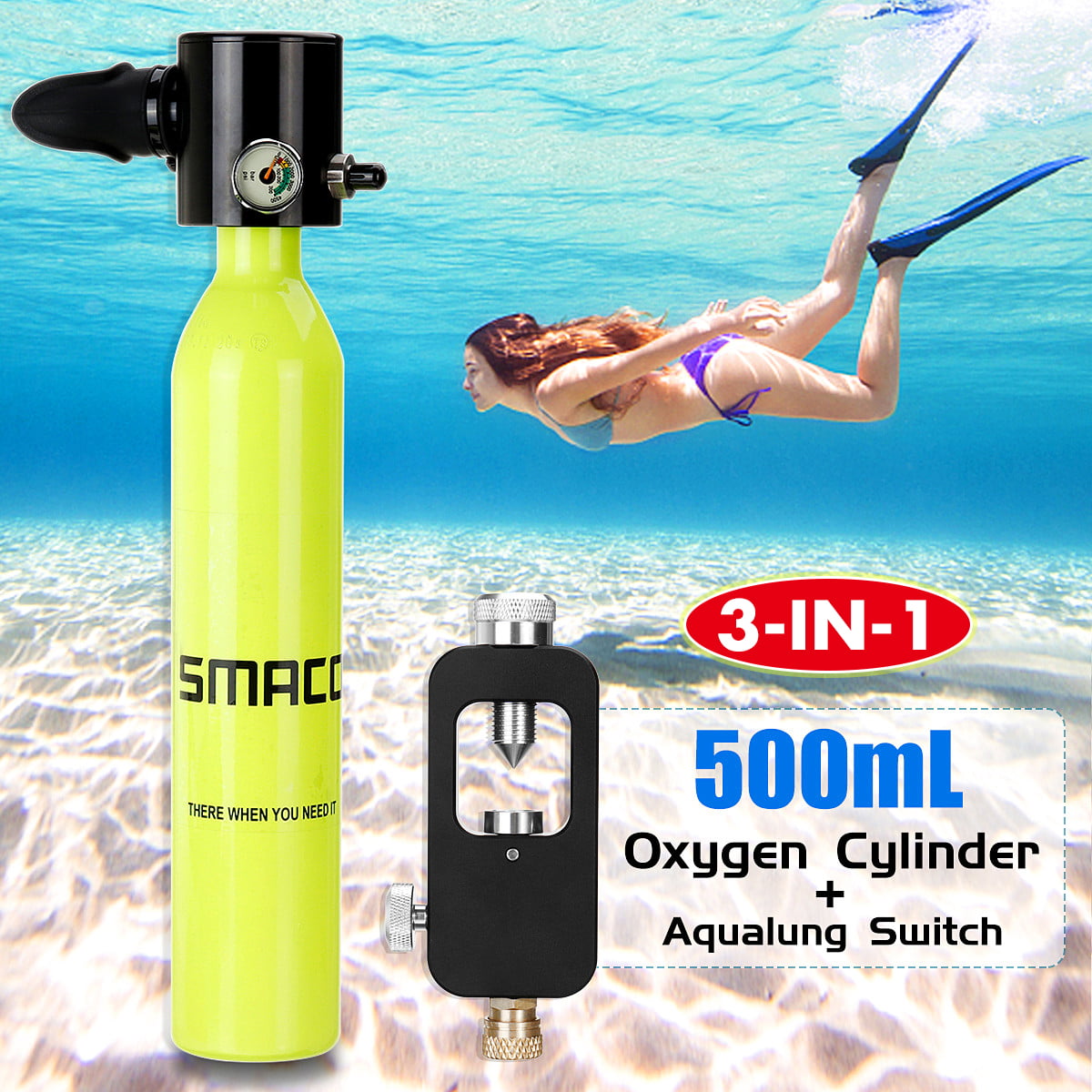 DIDEEP X400 Pro 1L Scuba Tank Oxygen Cylinder Dive Diving Snorkeling Sport Set 