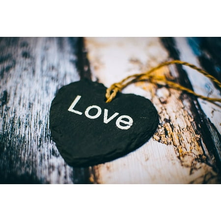 Canvas Print Depth of Field Heart Rustic Close-up Text Wooden Stretched Canvas 32 x (Best Depth Of Field App)
