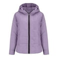 thumbnail image 5 of Women's Gradient Color Puffer Coat, Oversized Hooded Zip Up Jacket, Lightweight Quilted Winter Coat, Long Sleeve Round Hem Jacket, Warm Padded Outerwear, Casual Winter Jacket Purple XL, 5 of 9