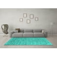 thumbnail image 3 of Ahgly Company Machine Washable Indoor Round Abstract Turquoise Blue Contemporary Area Rugs, 4' Round, 3 of 4