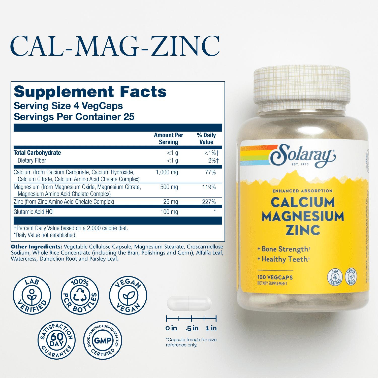 Buy Solaray Calcium Magnesium Zinc Supplement, with Cal & Mag Citrate, Strong Bones & Teeth