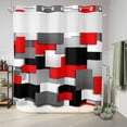 thumbnail image 6 of No Hook Shower Curtain, Red Black Geometric Shower Curtains for Bathroom with See Through Top Window, Modern Abstract Art Block Waterproof & Washable Bath Curtain 66"x72", 6 of 9