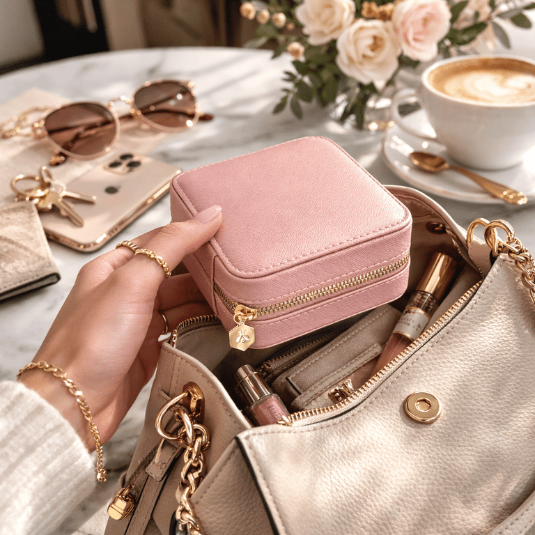 Hives and Honey Mya Compact Jewelry Travel Case, Blush photo 5