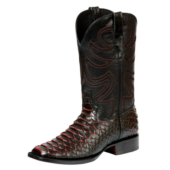 El General Men’s Rodeo Boot Imitation Python - Black/Red 45565