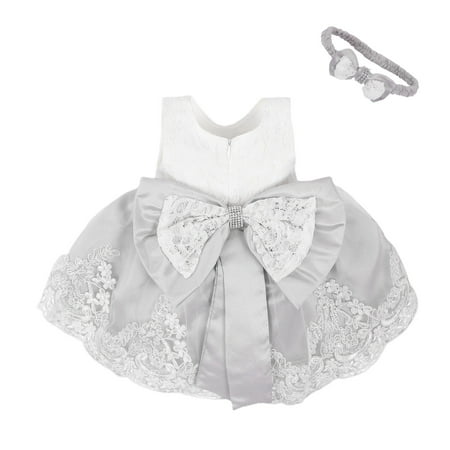 

Douhoow 0-24m Girl Princess Dress Baby Sleeveless Floral Lace Back Bowknot Dress Party Gown Dress