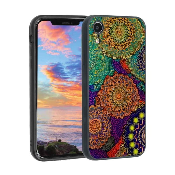 Colorful-Mandala-39 Phone Case, Degined for iPhone XR Case Men Women, Flexible Silicone Shockproof Case for iPhone XR
