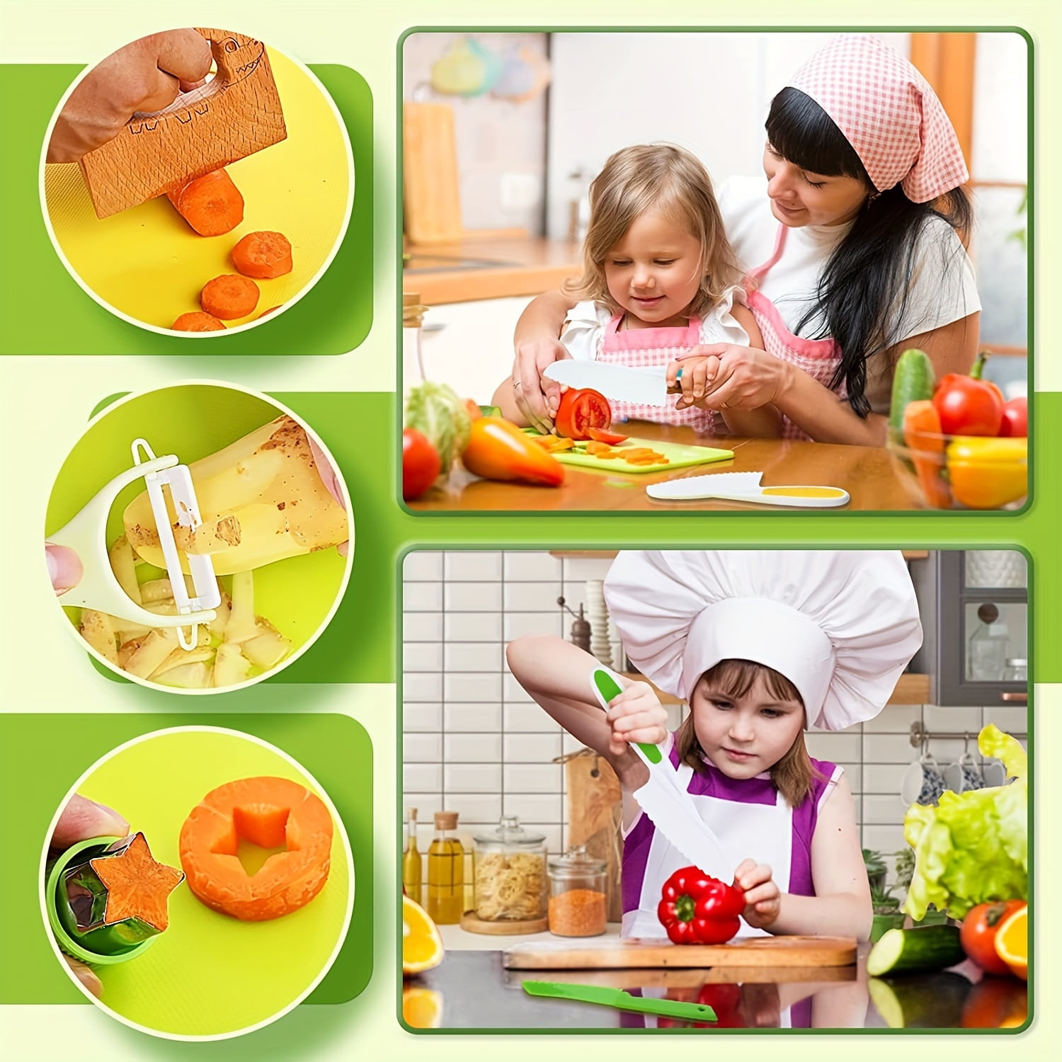 ONUPGO Knives for Kids 10 Pieces Plastic Kitchen Baking Knife Set,  Montessori Kitchen Tools for Toddlers-Kids Cooking Sets, Real Kids Safe  Cooking