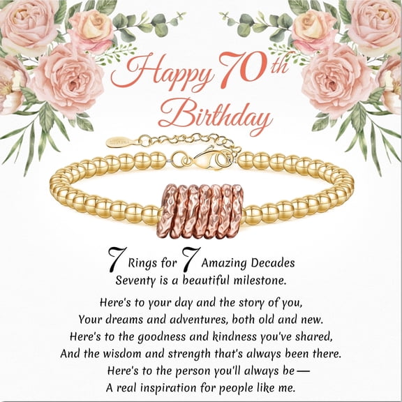 70th Birthday Gifts for Women Gold Ring Bracelet Birthday Gifts for Mom Daughter Grandma Sister Friends Coworker