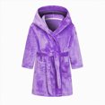 thumbnail image 2 of HFHAPW Boys Girls Robe Kids Flannel Hooded Bathrobe Sleepwear Pajamas Toddler Soft Plush Robes Baby Gifts 2T 3T 4T 5T 6T 7T 8T 9T 10T 11T 12T(Purple,9-10 Y), 2 of 9