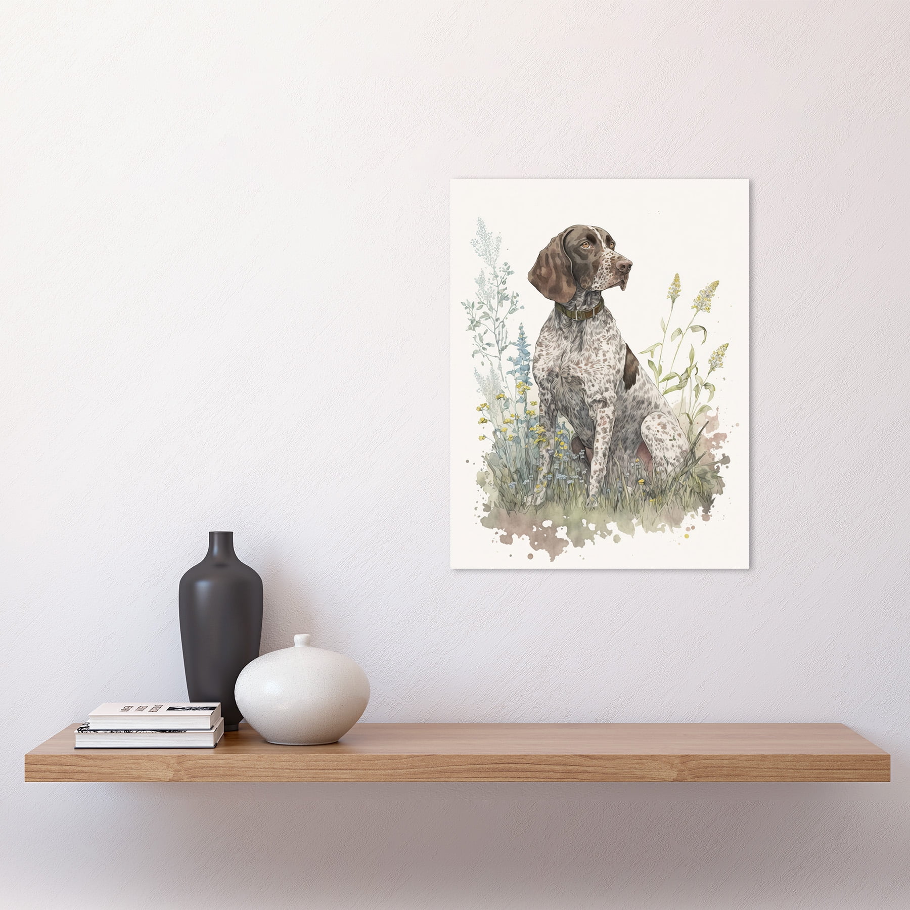 German Pointer Dog Sitting in Field Modern Detailed Pastel Watercolour Illustration Unframed Wall Art Print Poster Home Decor Premium Walmart