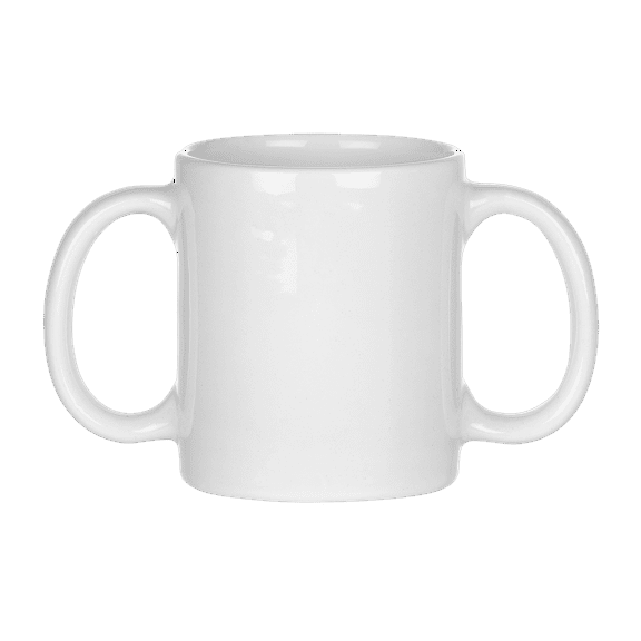 Ceramic Dual Handle Mug for Secure Hold, 11.83 US Fl. Oz. (350 Ml) - White Color