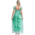 thumbnail image 2 of Aislor Women Halloween Arabian Princess Cosplay Costume Sequins Belly Dance Romper Jumpsuit Fancy Dress Turquoise S, 2 of 7