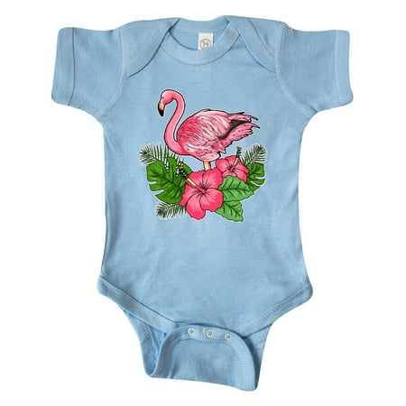 

Inktastic Flamingo with Tropical Flowers Gift Baby Boy or Baby Girl Bodysuit