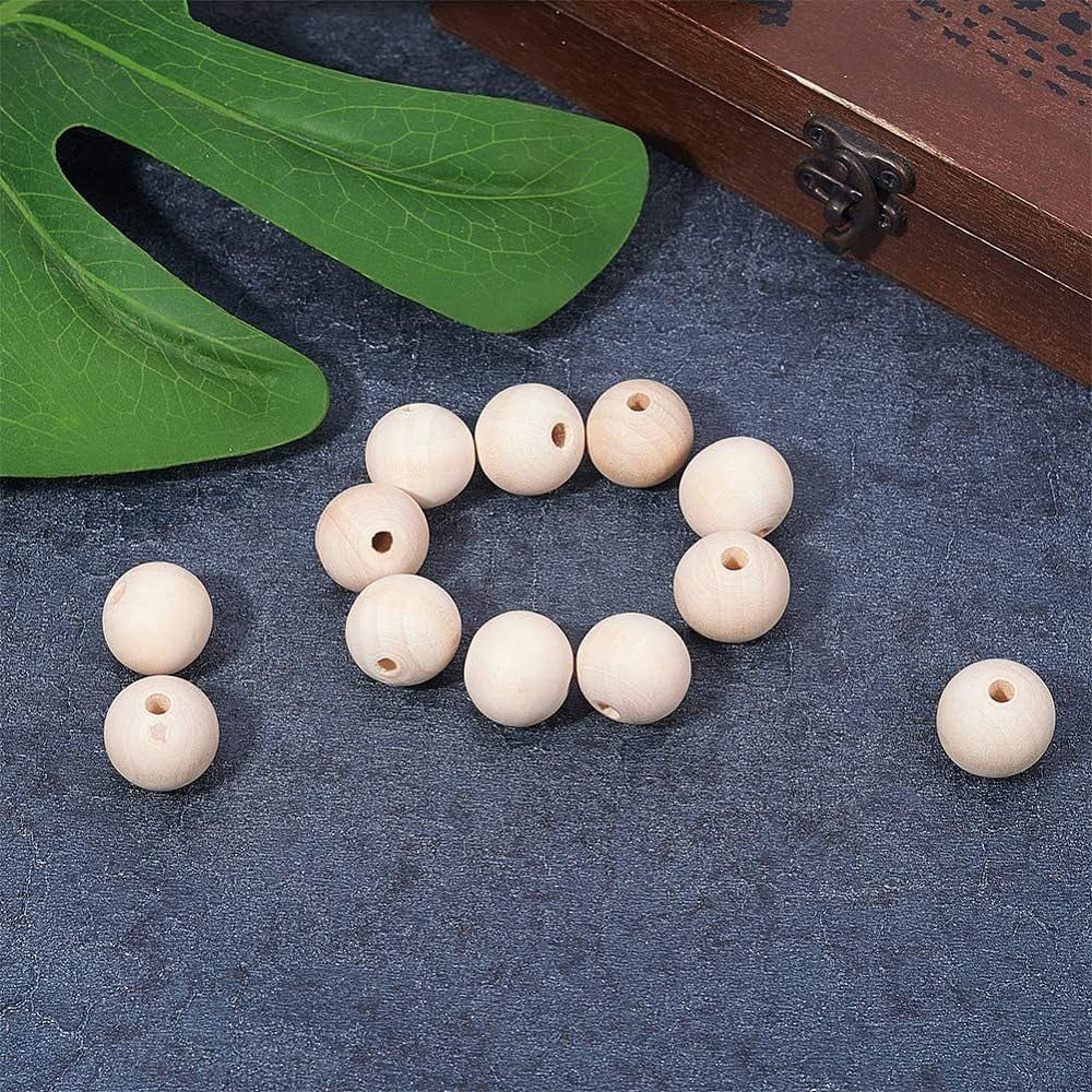 200pcs Wooden Beads 18mm Natural Wood Beads Unfinished Wood Spacer Beads Wooden Loose Beads DIY