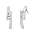 thumbnail image 2 of Bezel set Bypass Style Three Diamond Earrings in 14K White Gold (1/4 cttw), 2 of 4