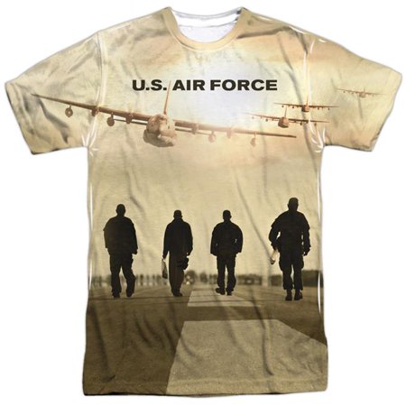 Trevco AF103FB-ATPP-1 Air Force & Long Walk Front & Back Print-Short Sleeve Adult Poly Crew T-Shirt, White - (Best Air Force Ones)