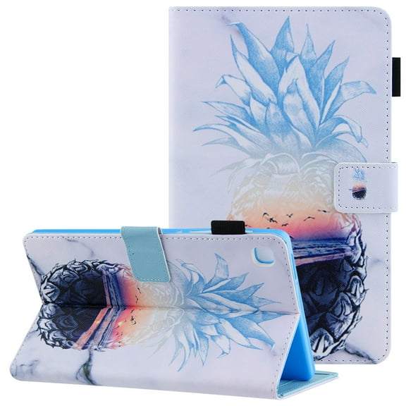 For Samsung Galaxy Tab A8 10.5 Case Model SM-X200/X205, Allytech Folio PU Leather Multi-Angle Viewing Stand Shell with Pen Holder Card Pocket Smart Cute Case for Galaxy Tab A8 10.5" 2021,Sea Pineapple