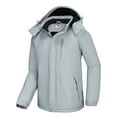 thumbnail image 4 of CAMEL Mens Ski Jacket Men's Trekking Winter Coat Snow Jacket Hooded Windbreaker Hiking Raincoat Light Gray S, 4 of 11