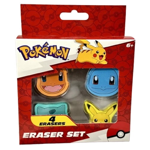 Innovative Designs - Pokemon 4-PACK ERASER SET [Pikachu, Squirtle, Bulbasaur & Charmander]