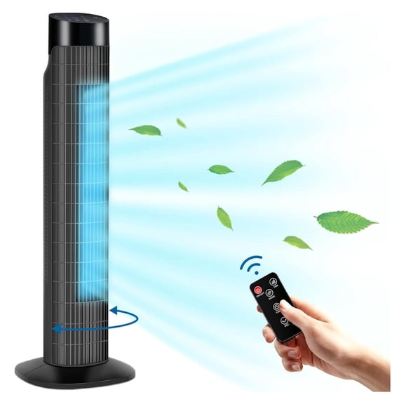 Tower Fan with ,3 Speeds,3 Modes,Oscillating Fan Quiet Cooling Portable Standing Bladeless Floor Fans with 0-7.5H Auto-Off Timer for Bedroom,Office,Living Room,Indoor,31 Inch,Black