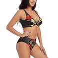 thumbnail image 2 of Kdxio Red Mushrooms Print Women's 2 Piece High Waisted Wrap Spaghetti Strap Summer Swimsuit Bikini Set-Large, 2 of 7