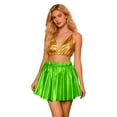 thumbnail image 3 of DHFJKG Womens Metallic Skirt Plus Size Flowy Performance Elastic Waistband Stage Show Pleated Flared A Line Dance Mini Stylish Skirt, 3 of 6