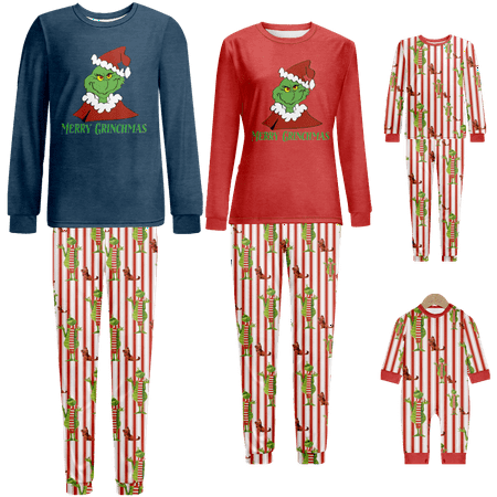 

Matching Family Christmas Pajamas Sleepwear Set Christmas Printed Sizes for Adult-Kids-Baby-Pet 2 Pieces Top and Pants Bodysuits Xmas Pjs Set