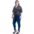 thumbnail image 2 of Blusa de rayas con nudo Roman Fashion /Tallas Extras, 1000 (Negro rayas) negro 42, 2 of 5