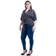 thumbnail image 2 of Blusa de rayas con nudo Roman Fashion /Tallas Extras, 1000 (Negro rayas) negro 42, 2 of 5