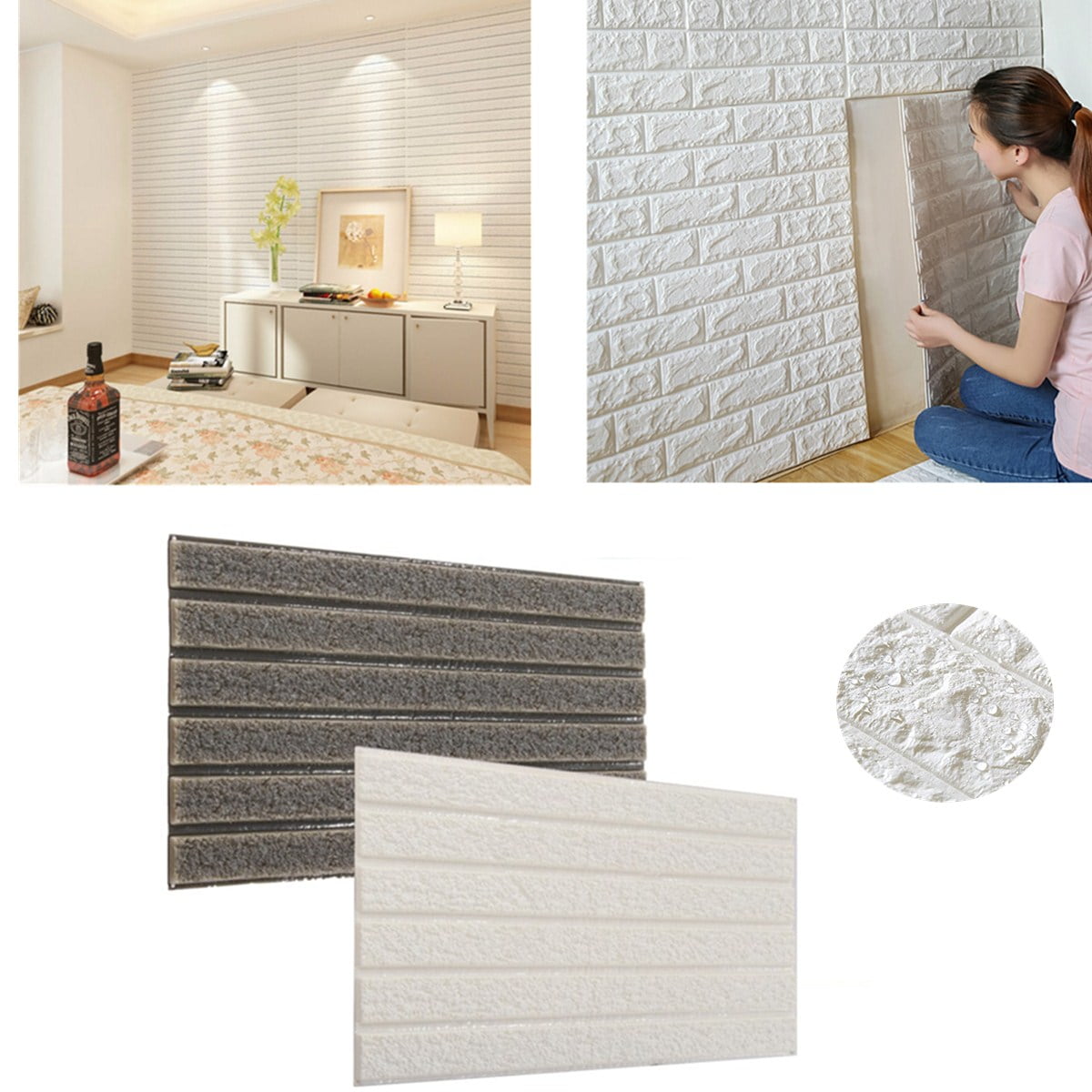 11 9 X 24 Grey Brick 3d Wall Stickers Panels Diy Pe Foam Plate Wallpaper Bedroom Living Room Modern Wall Decor Decal Sofa Background Tv Walls