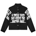 thumbnail image 4 of Jackets for Women Winter Coat Jackets Flannel Stand Collar Jacket(A Smile A Day Keeps The Doctor Away,Size:S-4XL), 4 of 7