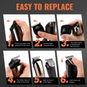 PRITECH Beard Trimmer for Men, All-in-One Hair Clippers Kit, Precision Cordless Grooming Set Waterproof IPX6 for Beard, Hair, Body, Nose, Ear, with Foil Razor (Silver)