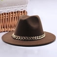 thumbnail image 3 of Hat Big Chain Wide Brim Autumn Winter Sun Protection All Match Felt Cap for Daily Wear, 3 of 10