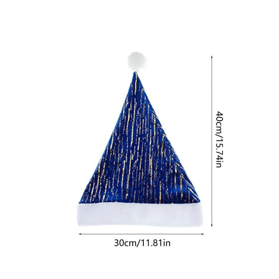 Christmas Santa Hat with Gold Star Sequins, Soft Velvet Holiday Hat in Red Green Blue Options, Festive Costume Accessory for Adults at Winter Party, Home Celebration and Gift Exchange,Blue