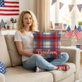 thumbnail image 3 of American 250th Anniversary Pillow Cover, Independence Day Stars and Stripes Design, Sofa Couch Bedroom Office Decor - Patriotic Red White Blue Plaid with Freedom Text, Square Throw Cushion Case for L, 3 of 5