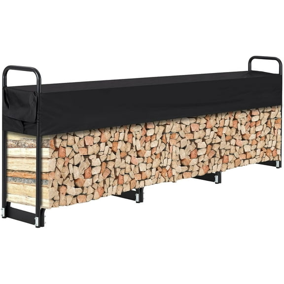 Towallmark Firewood Rack Outdoor, 12FT Firewood Rack with Cover for Fireplace Wood Storage, Firewood Holder for Outdoor/Indoor with Anti-Rust Coating and Waterproof Cover