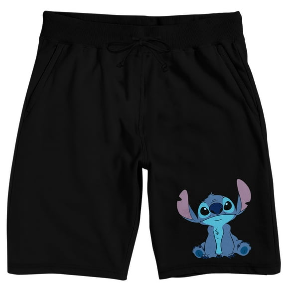Lilo & Stitch Sitting Pose Adult Black Sleep Pajama Shorts-Small