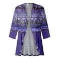 thumbnail image 5 of ZKIRBJV Kimono Cardigans for Women 3/4 Sleeve White Cardigan Sweater for Women Lightweight Open Front Shrug Cardigan Floral Print Dressy Casual Summer Cardigan Purple M, 5 of 6
