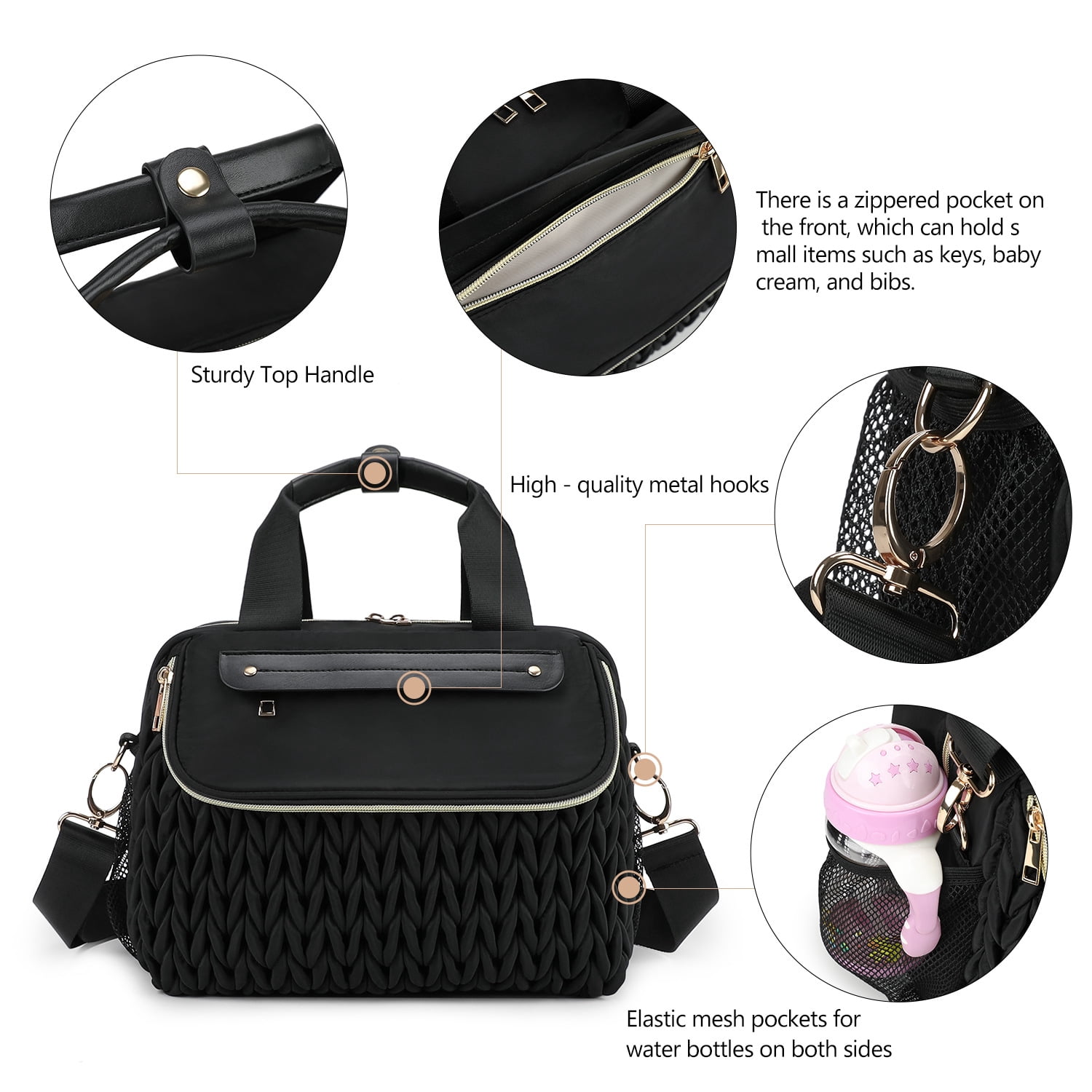Sunyuer Diaper Bag Tote, Quilted Multifunction Waterproof Hospital Bag for Labor Delivery, Travel Large Capacity Diaper Tote